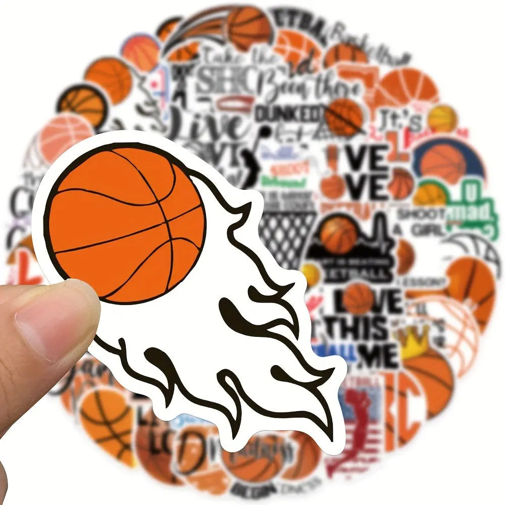 Sticker Master 50 adet Basketbol Vinil Çıkartmaları - Dizüstü Bilgisayarlar, Su Şişeleri, Kaykaylar, Arabalar | Su Geçirmez Çıkartmalar - Sporseverler için İlham Verici İfadeler ve Tasarımlar - Sticker Master