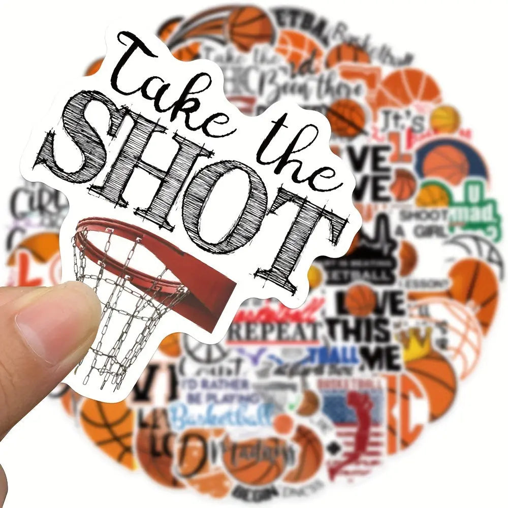 Sticker Master 50 adet Basketbol Vinil Çıkartmaları - Dizüstü Bilgisayarlar, Su Şişeleri, Kaykaylar, Arabalar | Su Geçirmez Çıkartmalar - Sporseverler için İlham Verici İfadeler ve Tasarımlar - Sticker Master