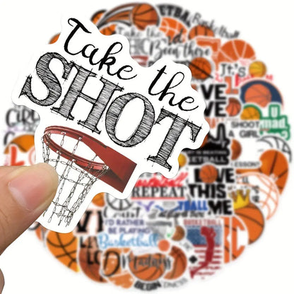 Sticker Master 50 adet Basketbol Vinil Çıkartmaları - Dizüstü Bilgisayarlar, Su Şişeleri, Kaykaylar, Arabalar | Su Geçirmez Çıkartmalar - Sporseverler için İlham Verici İfadeler ve Tasarımlar - Sticker Master