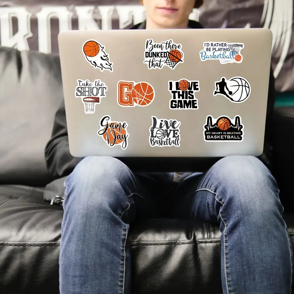 Sticker Master 50 adet Basketbol Vinil Çıkartmaları - Dizüstü Bilgisayarlar, Su Şişeleri, Kaykaylar, Arabalar | Su Geçirmez Çıkartmalar - Sporseverler için İlham Verici İfadeler ve Tasarımlar - Sticker Master