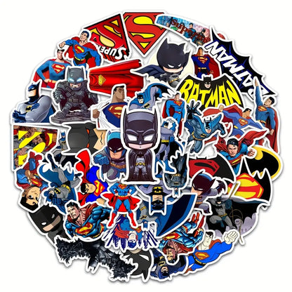 Batman Superman Sticker Seti 45'li - Laptop Araba Telefon - Sticker Master
