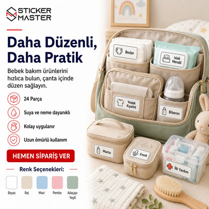 Bebek Bakim Cantasi Icerik Etiket Seti 24 Parca ads