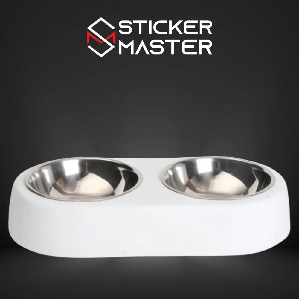 Sticker Master Beton Çift Hazneli Paslanmaz Çelik Kedi ve Köpek Mama Kabı-Şık ve Dayanıklı Tasarım - Sticker Master