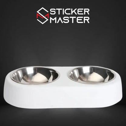 Sticker Master Beton Çift Hazneli Paslanmaz Çelik Kedi ve Köpek Mama Kabı-Şık ve Dayanıklı Tasarım - Sticker Master