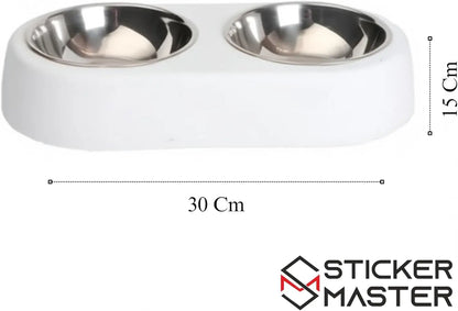 Sticker Master Beton Çift Hazneli Paslanmaz Çelik Kedi ve Köpek Mama Kabı-Şık ve Dayanıklı Tasarım - Sticker Master