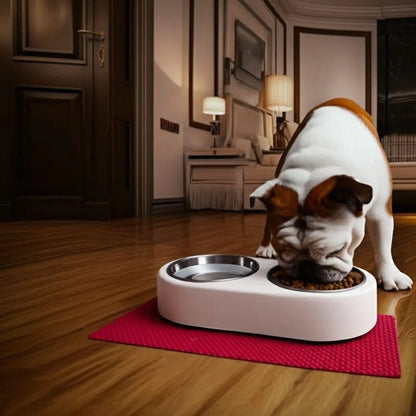 Sticker Master Beton Çift Hazneli Paslanmaz Çelik Kedi ve Köpek Mama Kabı-Şık ve Dayanıklı Tasarım - Sticker Master