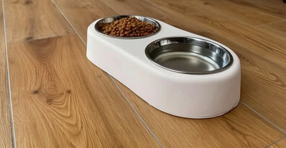 Sticker Master Beton Çift Hazneli Paslanmaz Çelik Kedi ve Köpek Mama Kabı-Şık ve Dayanıklı Tasarım - Sticker Master