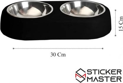 Sticker Master Beton Çift Hazneli Paslanmaz Çelik Kedi ve Köpek Mama Kabı-Şık ve Dayanıklı Tasarım - Sticker Master