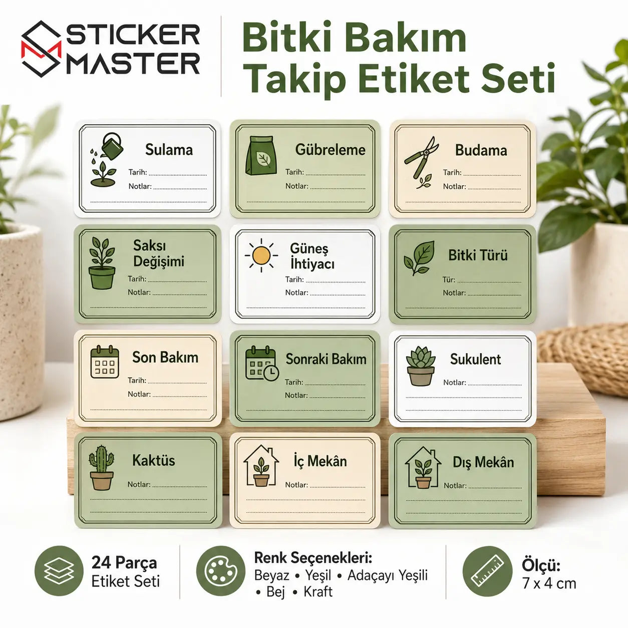 Bitki Bakim Takip Etiket Seti detay