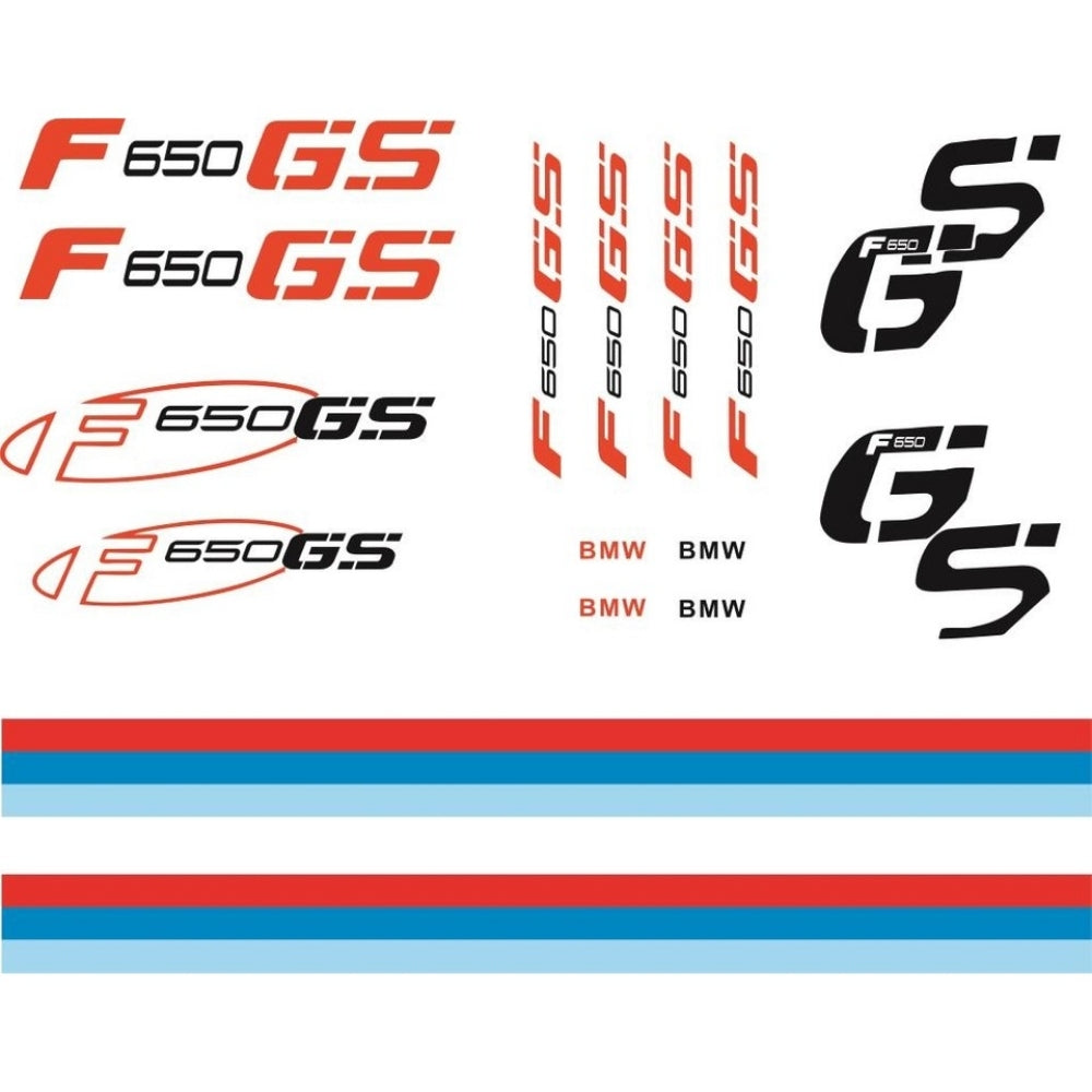 Sticker Master BMW F650 GS Full Sticker Set – Mavi Kırmızı Şeritli Motor Etiket Takımı