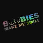Boobies Make Me Smile Sticker Komik Holografik Etiket | Sticker Master