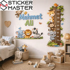 Boy Cetveli Sticker | İsimli Safari Hayvanları Çocuk Odası Decal Seti