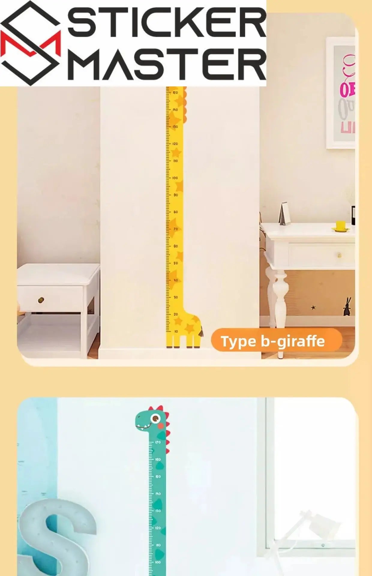Boy Cetveli Sticker | Zürafa, Dinozor ve Unicorn Temalı Çocuk Odası Decal (Tekli veya 3'lü Set) Sticker Master