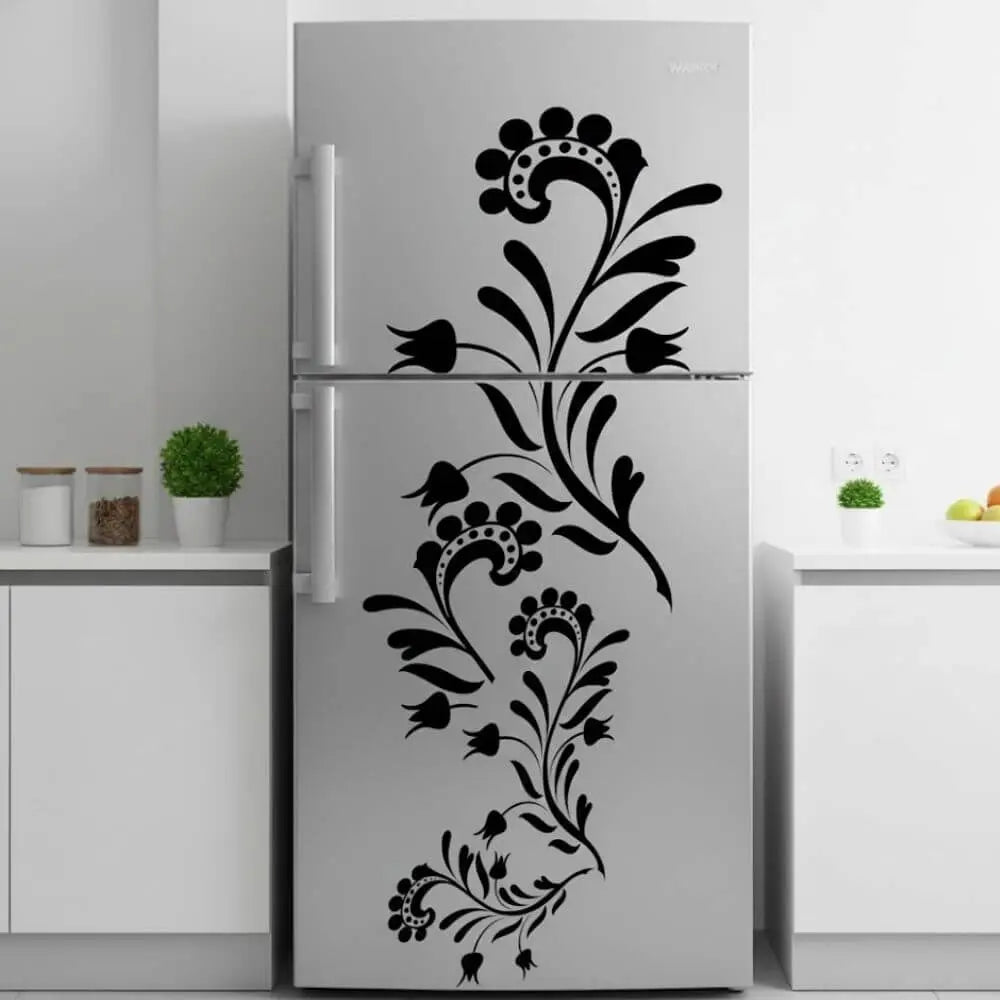 Büyük Boy Dekoratif Çiçek Sticker | Dolap Kapağı ve Cam Kaplama - Sticker Master