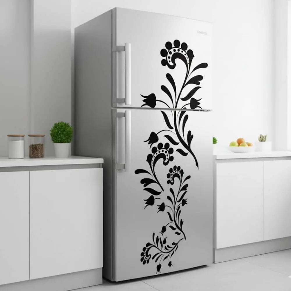 Büyük Boy Dekoratif Çiçek Sticker | Dolap Kapağı ve Cam Kaplama - Sticker Master