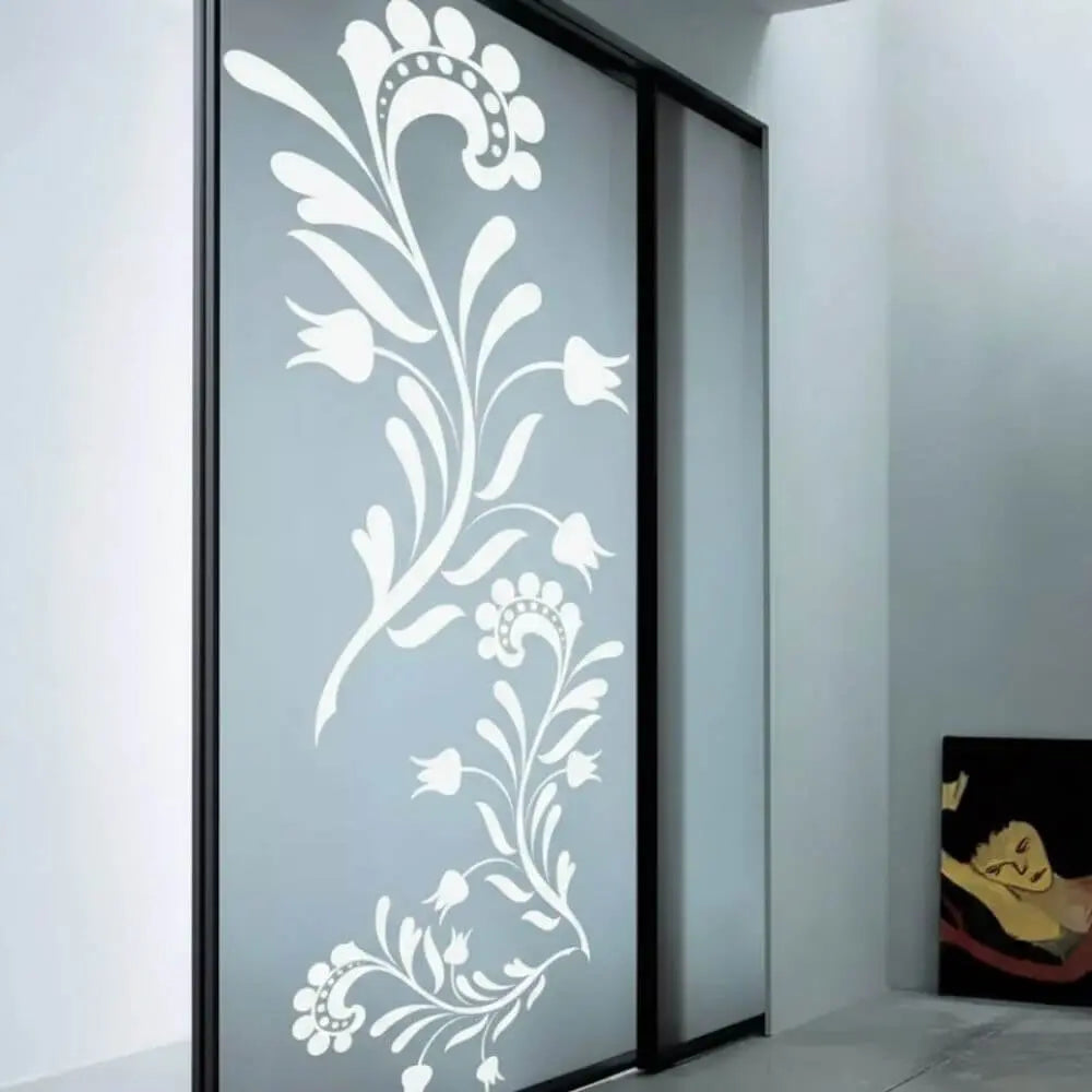 Büyük Boy Dekoratif Çiçek Sticker | Dolap Kapağı ve Cam Kaplama