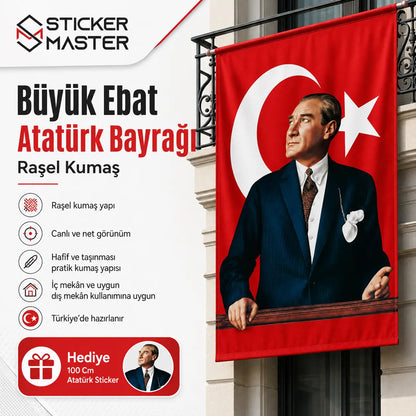 Buyuk Ebat Ataturk Bayragi – Rasel Kumas boyutlar bina gorseli