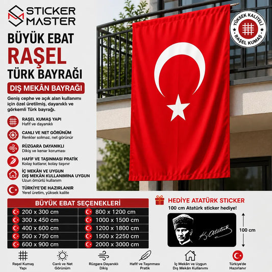 Buyuk Ebat Rasel Turk Bayragi – Dis Mekân Bayragi