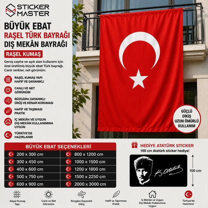 Buyuk Ebat Rasel Turk Bayragi – Dis Mekân Bayragi detaylar