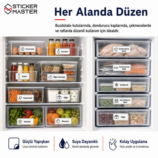 Buzdolabi ve Dondurucu Icerik Etiket Seti