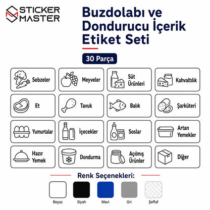 Buzdolabi ve Dondurucu Icerik Etiket Seti icerik