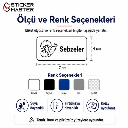 Buzdolabi ve Dondurucu Icerik Etiket Seti olculer