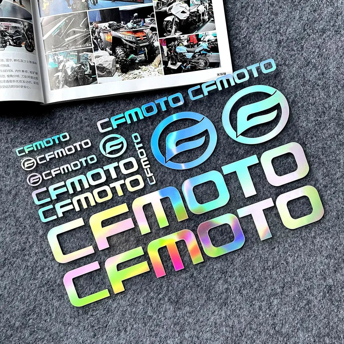 CFMoto Holografik Sticker | Yansıtıcılı Grenaj & Kask Seti | Sticker Master - Sticker Master