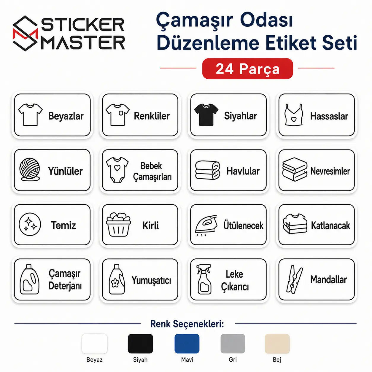 Camasir Odasi Duzenleme Etiket Seti olcu ve ozellıkler