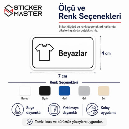 Camasir Odasi Duzenleme Etiket Seti olculer
