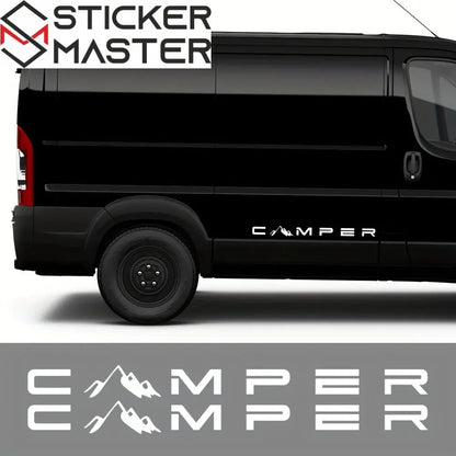 Camper Sticker | Dağ Desenli Karavan ve Van Yan Şerit Decal (70-100 cm)