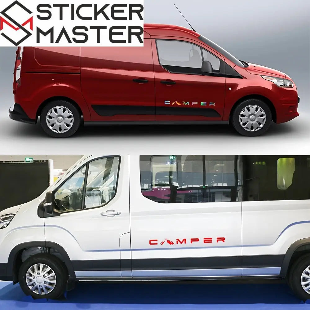 Camper Sticker | Dağ Desenli Karavan ve Van Yan Şerit Decal (70-100 cm)