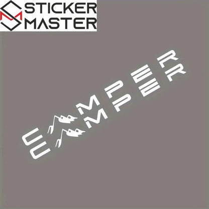 Camper Sticker | Dağ Desenli Karavan ve Van Yan Şerit Decal (70-100 cm)-beyaz