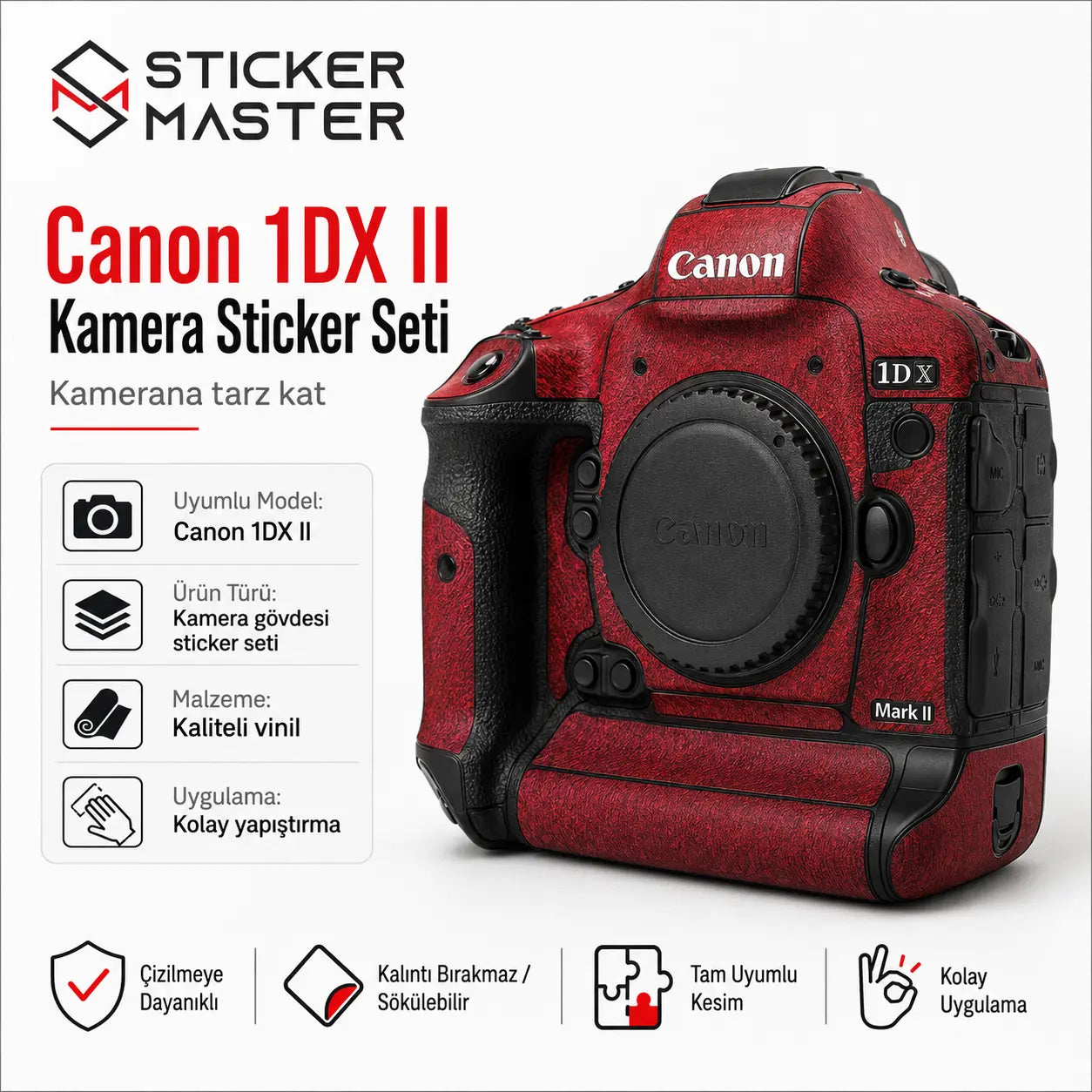 Canon 1DX II Uyumlu Kamera Sticker Seti icerikler