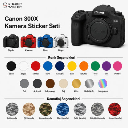 Canon 300X Uyumlu Kamera Sticker Seti renkler