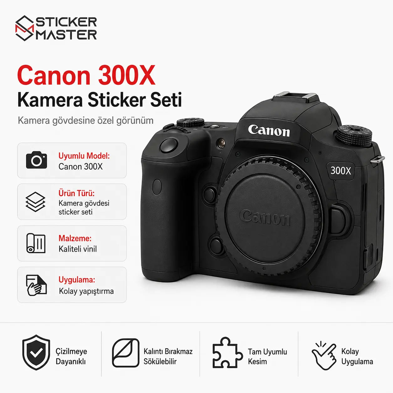 Canon 300X Uyumlu Kamera Sticker Seti renkler ve dataylar