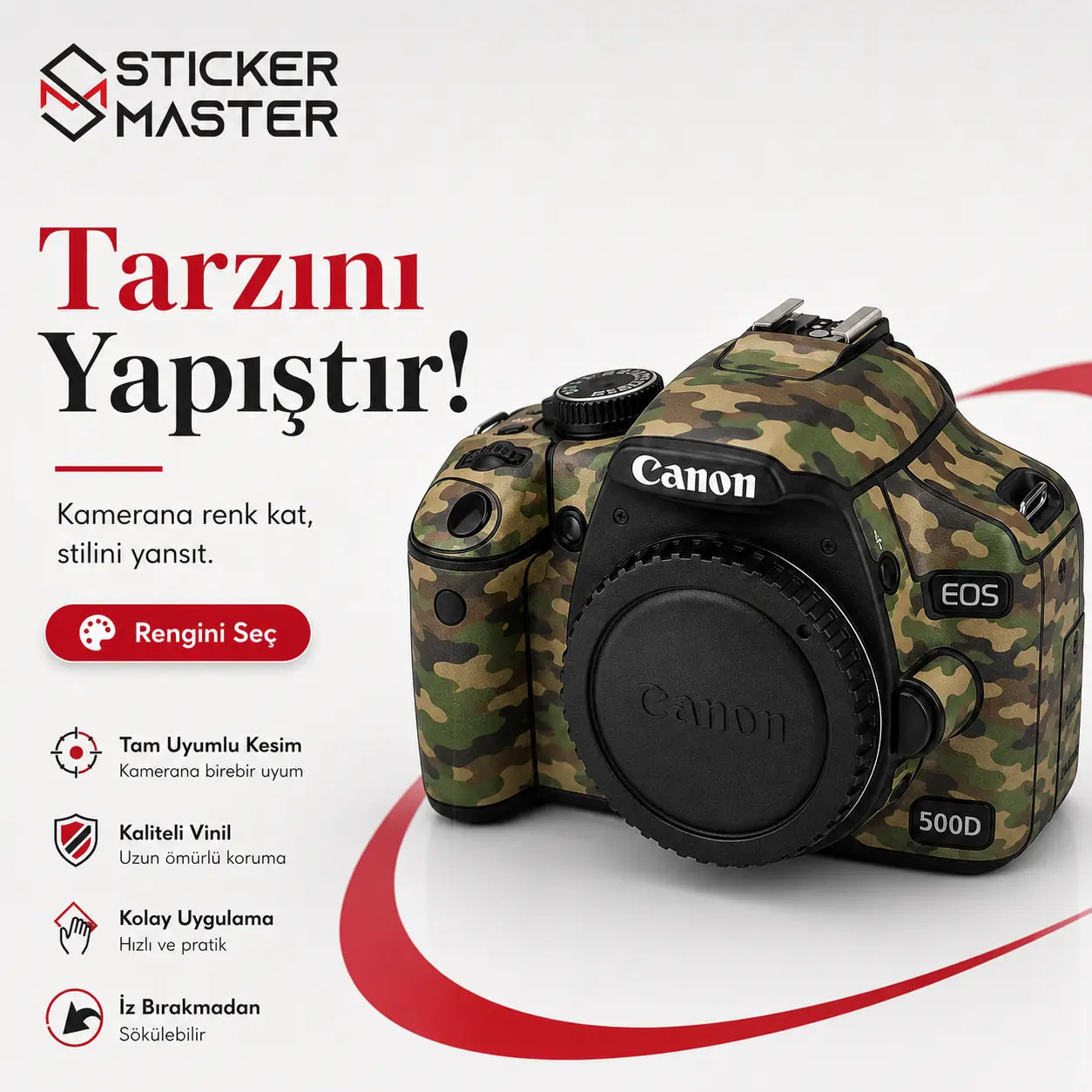 Canon 500D Uyumlu Kamera Sticker Seti