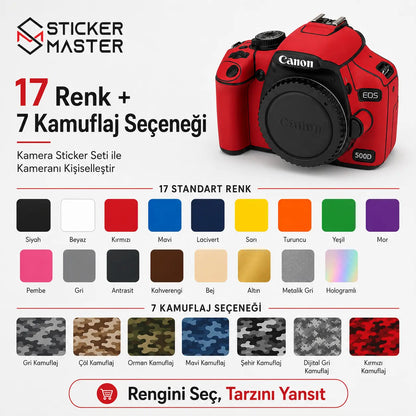 Canon 500D Uyumlu Kamera Sticker Seti renkler