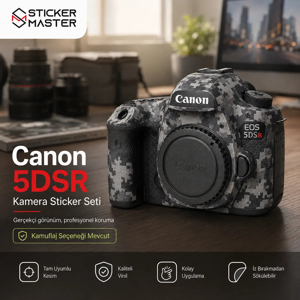 Canon 5DSR Uyumlu Kamera Sticker Seti mockup