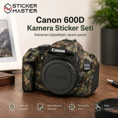 Canon 600D Uyumlu Kamera Sticker Seti kamuflaj