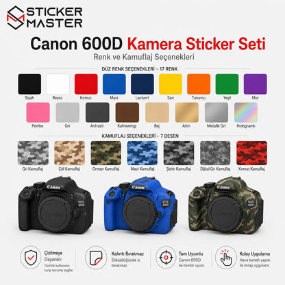 Canon 600D Uyumlu Kamera Sticker Seti renkler