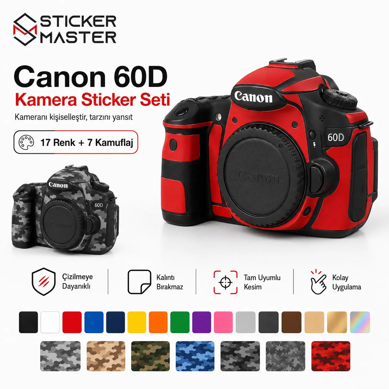 Canon 60D Uyumlu Kamera Sticker Seti detaylar
