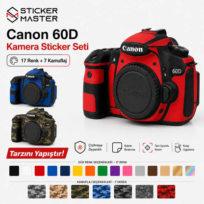 Canon 60D Uyumlu Kamera Sticker Seti renkler