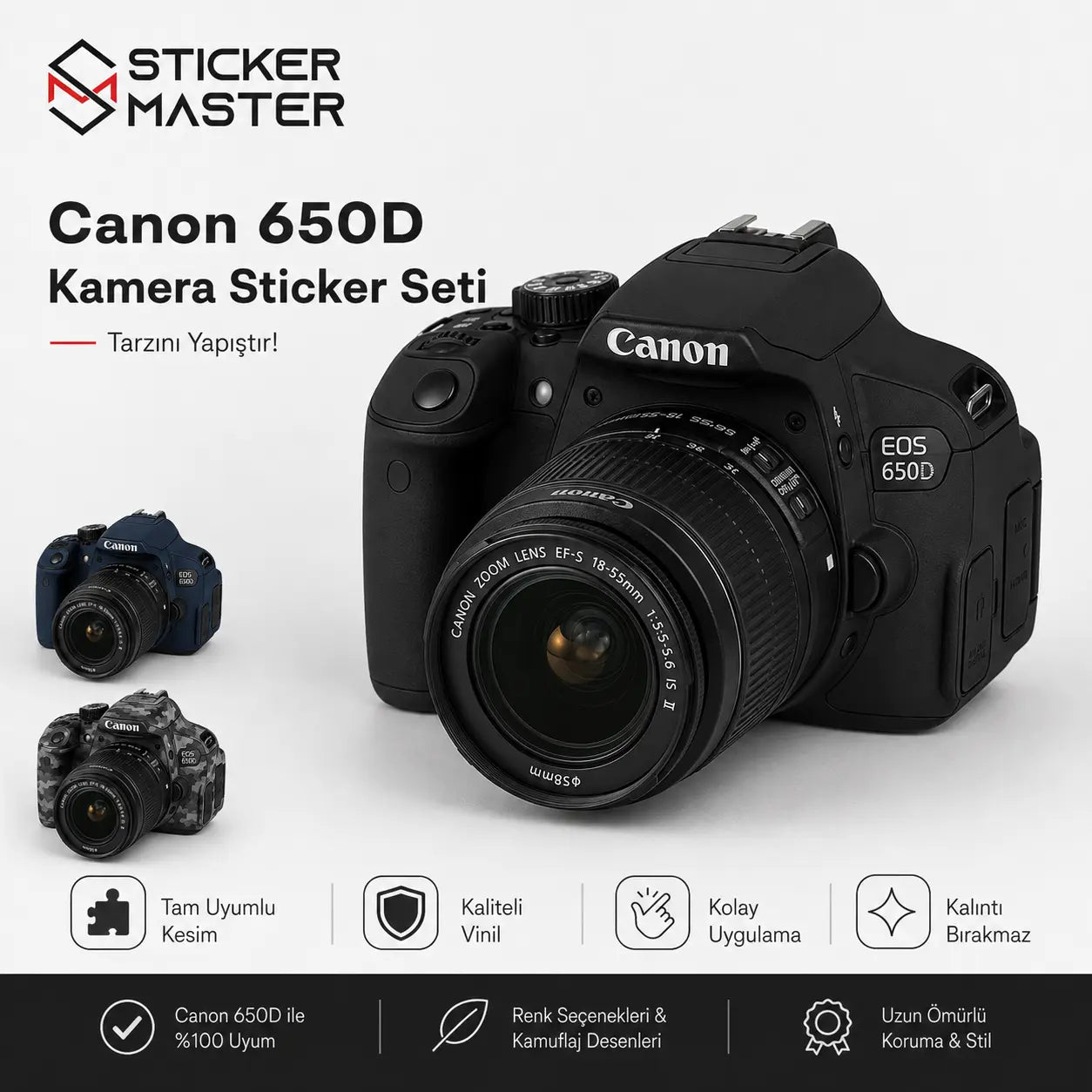 Canon 650D Uyumlu Kamera Sticker Seti
