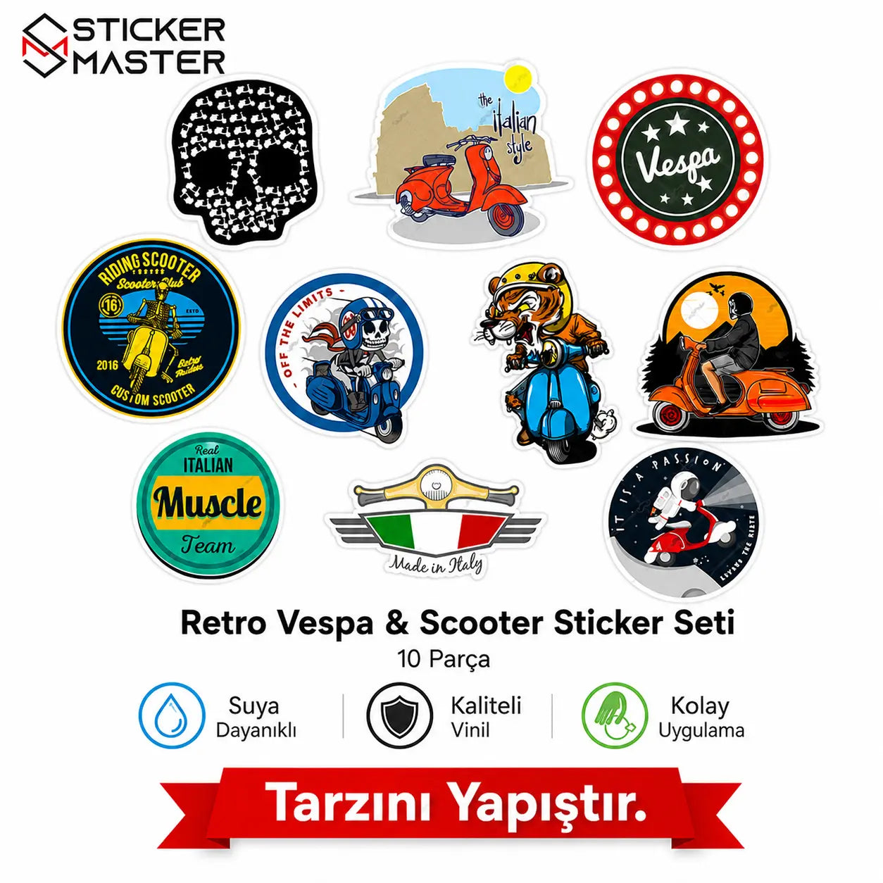 ChatGPTImVespa Uyumlu Küçük Boy 10lu Sticker Seti-02