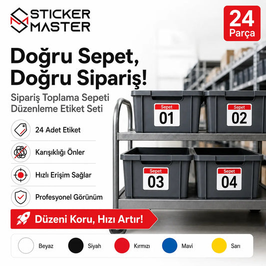 Sipariş Toplama Sepeti Düzenleme Etiket Seti 24 Parça