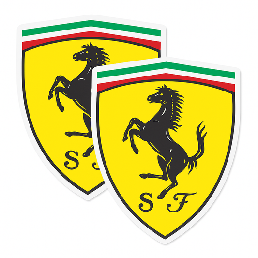 Sticker Master Ferrari Sticker - Dayanıklı Su Geçirmez Vinil Etiket, Araç ve Dekor Kullanımı İçin - 10x7 cm - 2 Adet