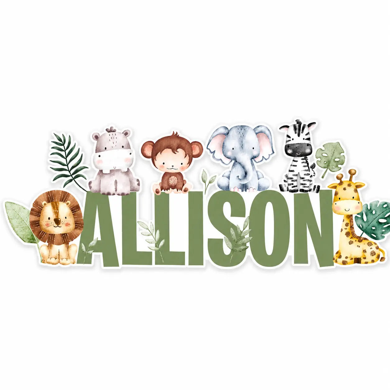 Kişiye Özel İsimli Safari Hayvanları Duvar Stickerı