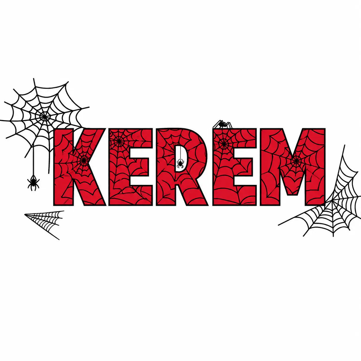 Kişiye Özel Örümcek Temalı İsim Duvar Stickeri