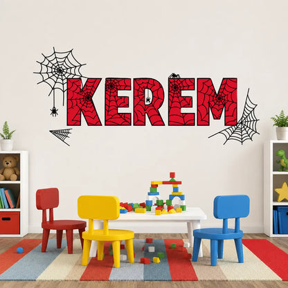 Kişiye Özel Örümcek Temalı İsim Duvar Stickeri