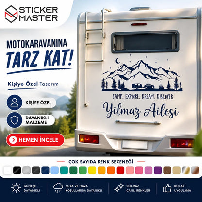 Kişiye Özel Motokaravan Yazılı Sticker